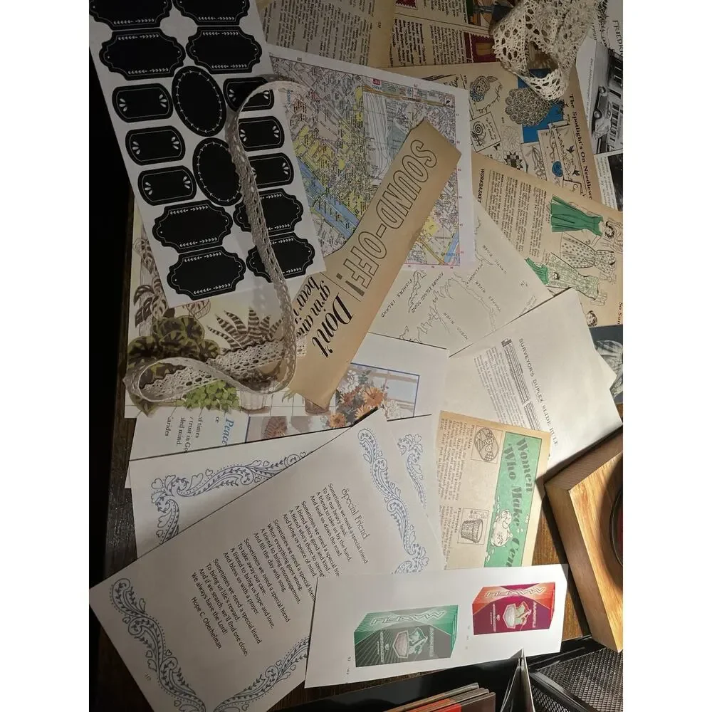 100 Pc Vintage Ephemera Curated Mixed Media for junk journals, scrapbooks, etc